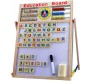 6 in 1 Wooden Easel Magnetic Drawing and Writing White Board Black Board with Abacus and Clock Educational Learning for Kids Medium 62 x 42 cm - Multi Color