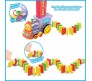 60 Pcs Electric Dominos Train Toy Set Model with Lights and Sounds Stacking Funny Filling Plastic Domino Blocks Maker Toys for Kids Multicolor