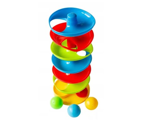 7 Layer Stacking Drop and Go Ball Drop and Swirl Rolling Ball Tower Ramp Development Educational Toy Set for Baby and Toddler Multicolor