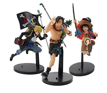 Anime One Piece Luffy Set of 3 Collectible for Office Desk & Study Table, Car Dashboard, Decoration and Cake Topper Toys for Fans