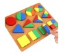 Heavy and Big 3 in 1 Wooden Geometry Ratio Maths Color Matching and Stacking Building Blocks Montessori Toy for Preschool Toddler 2 to 3 Years Old Kid Multicolor