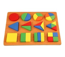 Heavy and Big 3 in 1 Wooden Geometry Ratio Maths Color Matching and Stacking Building Blocks Montessori Toy for Preschool Toddler 2 to 3 Years Old Kid Multicolor