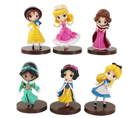 Set of 6 Cute Princess Action Figure Set Or Cake Topper Decoration Merchandise Showpiece of Jasmine Aurora Alice Jane Belle Snow White to Keep in Office Desk Table Gift Multicolor