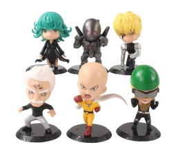 Set of 6 One Punch Man Anime Figures 9-11 cm for Car Dashboard, Cake Decoration, Office Desk and Study Table Multicolor
