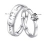 White Rhinestone Adjustable Heart Shape with Forever Word Couple Ring for Men and Women
