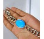 22cm Silver Plated Salman Khan Turquoise Stone Hand Bracelet Metal Being Human Jewellery Lucky Stone Friendship Band for Men & Boys