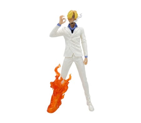 One Piece Anime Sanji Devil Leg on Fire Action Figure [31 cm] for Home Decors, Office Desk and Study Table Collectible Toy White Multicolor