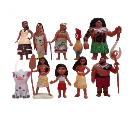 Moana Action Figure Set of 10 Pcs 6-10cm Toy Show Piece Cake Topper Toys for Kids D2