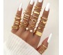 Adjustable Combo of 22 Knuckle Stackable Fashion Statement Gold Multi Finger Rings Pearl Set Boho Stylish Western for Women and Girls