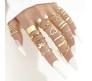 Adjustable Combo of 22 Knuckle Stackable Fashion Statement Gold Multi Finger Rings Pearl Set Boho Stylish Western for Women and Girls
