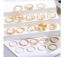Adjustable Combo of 22 Knuckle Stackable Fashion Statement Gold Multi Finger Rings Pearl Set Boho Stylish Western for Women and Girls