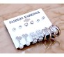 Fashion 6 Pairs Earrings Combo Set Latest Silver Stylish Design Western Stud Pearl Metal Hoop Hanging Wear for Women and Girls D3RS