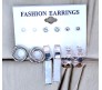 Fashion 6 Pairs Earrings Combo Set Latest Silver Stylish Design Western Stud Pearl Metal Hoop Hanging Wear for Women and Girls D5HS