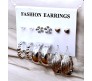 Fashion 6 Pairs Earrings Combo Set Latest Silver Stylish Design Western Stud Pearl Metal Hoop Hanging Wear for Women and Girls DBLS