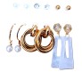 Fashion 6 Pairs Earrings Combo Set Latest Gold Stylish Design Western Stud Pearl Metal Hoop Hanging Wear for Women and Girls DRCG