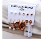 Fashion 6 Pairs Earrings Combo Set Latest Gold Stylish Design Western Stud Pearl Metal Hoop Hanging Wear for Women and Girls DRCG
