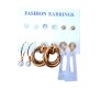 Fashion 6 Pairs Earrings Combo Set Latest Gold Stylish Design Western Stud Pearl Metal Hoop Hanging Wear for Women and Girls DRCG