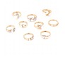Adjustable Combo of 9 Knuckle Stackable Fashion Statement Gold Multi Finger Rings Set Boho Stylish Western for Women and Girls