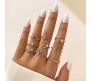 Adjustable Combo of 9 Knuckle Stackable Fashion Statement Gold Multi Finger Rings Set Boho Stylish Western for Women and Girls