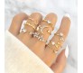 Adjustable Combo of 9 Knuckle Stackable Fashion Statement Gold Multi Finger Rings Set Boho Stylish Western for Women and Girls
