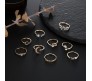 Adjustable Combo of 9 Knuckle Stackable Fashion Statement Gold Multi Finger Rings Set Boho Stylish Western for Women and Girls