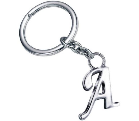 Stainless Steel Alphabet Letter A Metal Keychain Key Chain for Car Bikes Key Ring