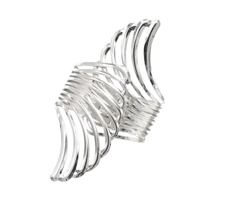 Adjustable Open Cuff Silver Fancy Bracelet Angel Wing Party Style Punk Wear for Girls and Women