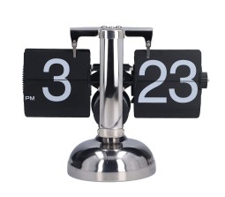 Retro Style Flip Clock with Gear Desk Shelf Classic Mechanical Digital Display Dynamic Flip Down Clock Battery Powered Home & Office Decor Silver D3