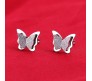 Charming Dual Butterfly Surgical 18K Steel Silver Stud Earrings for Girls and Women 