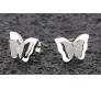 Charming Dual Butterfly Surgical 18K Steel Silver Stud Earrings for Girls and Women 