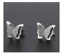 Charming Dual Butterfly Surgical 18K Steel Silver Stud Earrings for Girls and Women 