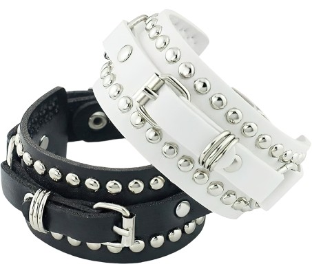 Combo Set of 2 Black White PU Leather Bracelet Punk Bracelet Adjustable Goth Cuff Bracelet Gothic Rivet Buckle Wristband for Men Women Combo Set of 2 Black White PU Leather Bracelet Punk Bracelet Adjustable Goth Cuff Bracelet Gothic Rivet Buckle Wristband for Men Women