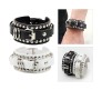 Combo Set of 2 Black White PU Leather Bracelet Punk Bracelet Adjustable Goth Cuff Bracelet Gothic Rivet Buckle Wristband for Men Women Combo Set of 2 Black White PU Leather Bracelet Punk Bracelet Adjustable Goth Cuff Bracelet Gothic Rivet Buckle Wristband for Men Women