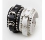 Combo Set of 2 Black White PU Leather Bracelet Punk Bracelet Adjustable Goth Cuff Bracelet Gothic Rivet Buckle Wristband for Men Women Combo Set of 2 Black White PU Leather Bracelet Punk Bracelet Adjustable Goth Cuff Bracelet Gothic Rivet Buckle Wristband for Men Women