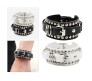 Combo Set of 2 Black White PU Leather Bracelet Punk Bracelet Adjustable Goth Cuff Bracelet Gothic Rivet Buckle Wristband for Men Women Combo Set of 2 Black White PU Leather Bracelet Punk Bracelet Adjustable Goth Cuff Bracelet Gothic Rivet Buckle Wristband for Men Women