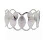 Adjustable Pair of Open Cuff Silver Fancy Bracelet Oval Pattern Party Style Punk Wear for Girls and Women