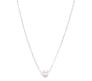 Single White Pearl Chain Simple Minimal Necklace In Silver Color Pendant Minimalist for Kids Girls and Women