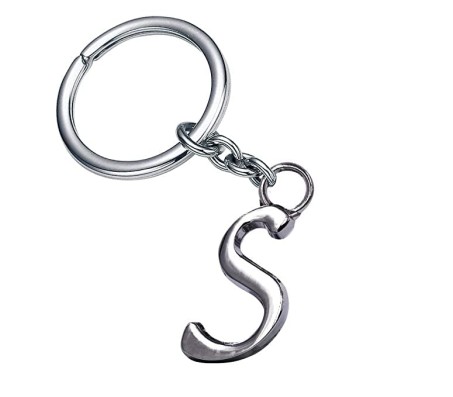 Stainless Steel Alphabet Letter S Metal Keychain Key Chain for Car Bikes Key Ring