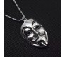 V For Vendetta Anonymous Mask Hacker Gamer Pendant Long Silver Necklace for Boys and Men