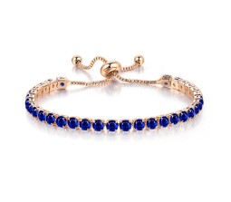 Blue Rhinestone Bracelet Gold Crystal Bracelet Adjustable Chain Tennis Stylish Fashionable Bracelets Birthday Anniversary Valentine Gift for Women & Girls