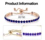 Blue Rhinestone Bracelet Gold Crystal Bracelet Adjustable Chain Tennis Stylish Fashionable Bracelets Birthday Anniversary Valentine Gift for Women & Girls