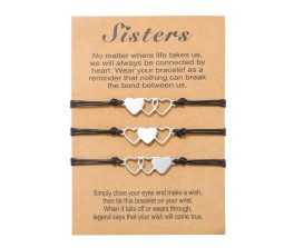 Friendship Bracelet Combo Set of 3 for Sisters Heart Shaped Best Friend Bracelet Fashion Silver Adjustable BFF Matching Bracelets Bands Jewellery Gift for Girls and Women