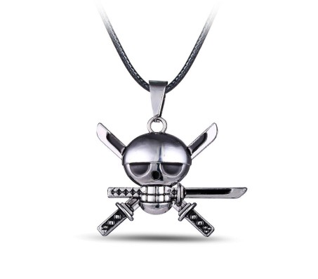 Anime Luffy One Piece Skull Sword Zoro Inspired Pendant Necklace Fashion Jewellery Accessory for Men and Women