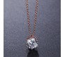 Cubic Zircon Solitaire Single Diamond Necklace Chain For Women, Single Stone Rose Gold Chain for Women Jewellery, Valentine Gift for Girls