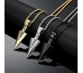 HQ Combo Set of 3 Spear Arrow Shape Pendant Locket with Chain Necklace Stylish Stainless Steel Silver Gold Black for Boys and Mens