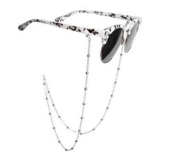 Adjustable Spectacle Eyeglass Silver Beads Chains Beaded For Sunglass Spectacles Chain String Glasses Spec Lanyard Holder Strap for Women