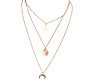 3 Layer Step Multi Layered Necklace Latest Western With Charms Star Circle Moon Crest Chain in Gold Plated for Women