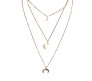 3 Layer Step Multi Layered Necklace Latest Western With Charms Star Circle Moon Crest Chain in Gold Plated for Women