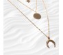 3 Layer Step Multi Layered Necklace Latest Western With Charms Star Circle Moon Crest Chain in Gold Plated for Women
