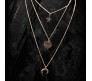 3 Layer Step Multi Layered Necklace Latest Western With Charms Star Circle Moon Crest Chain in Gold Plated for Women